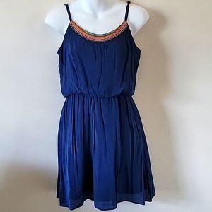 Beautiful  Summer Navy beaded embellished  dress 👗 Sz Small IZ Byer